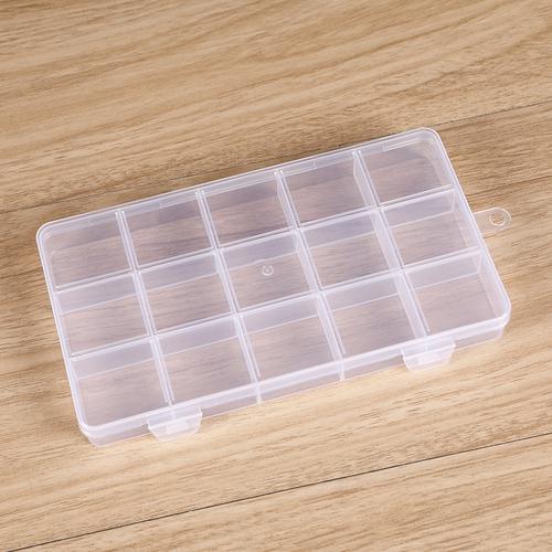厂家双扣 透明15格塑料盒 固定零件盒渔具产品包装盒pp收纳盒批发